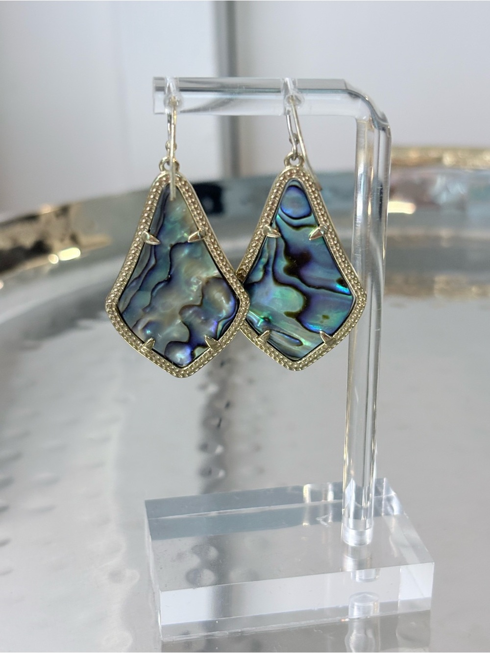Kendra Scott Iridescent Abalone Teardrop Earrings - Blue Green - Picture 2 of 4